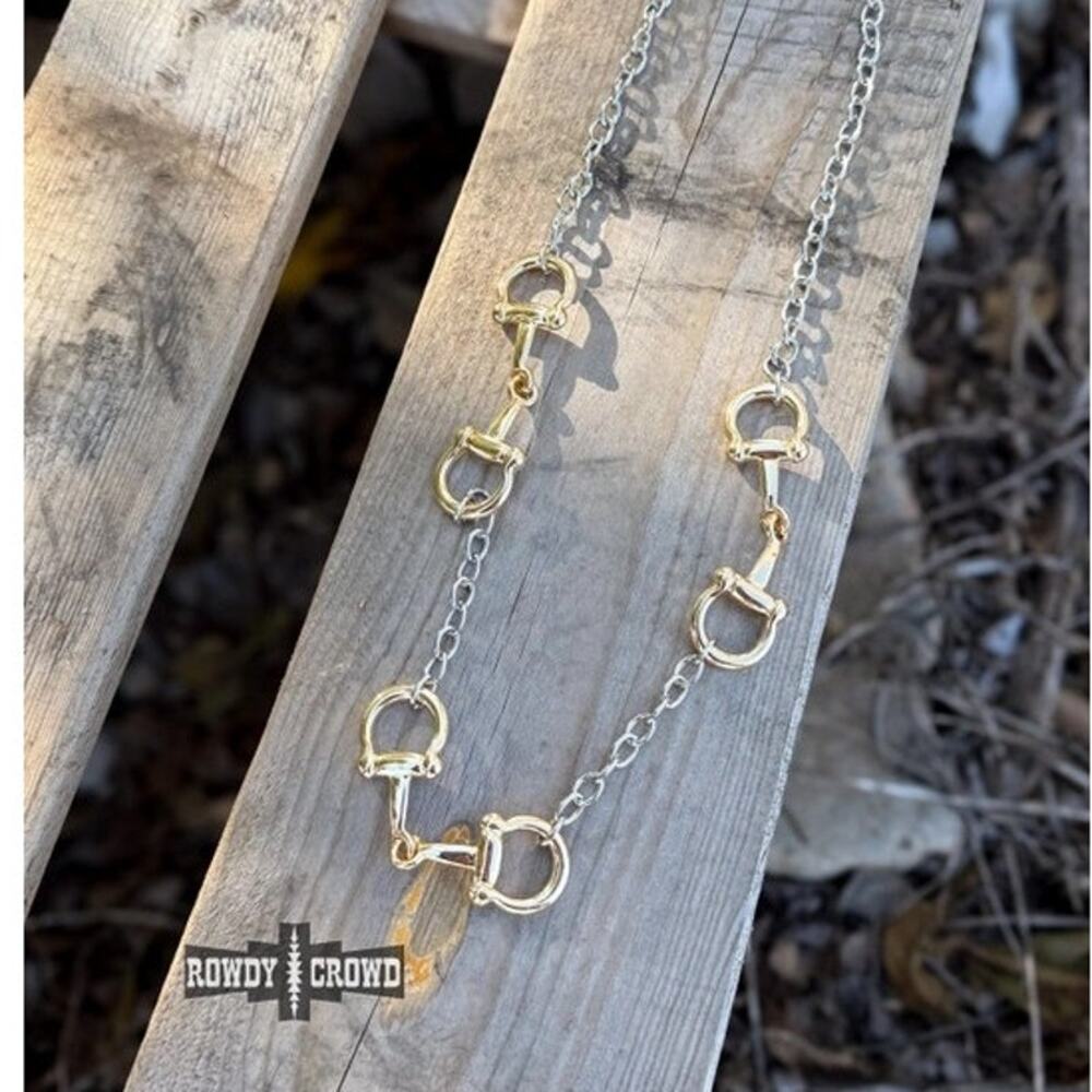 Mixed Metal Snaffle Bit Layering Necklace Western Equestrian Jewelry